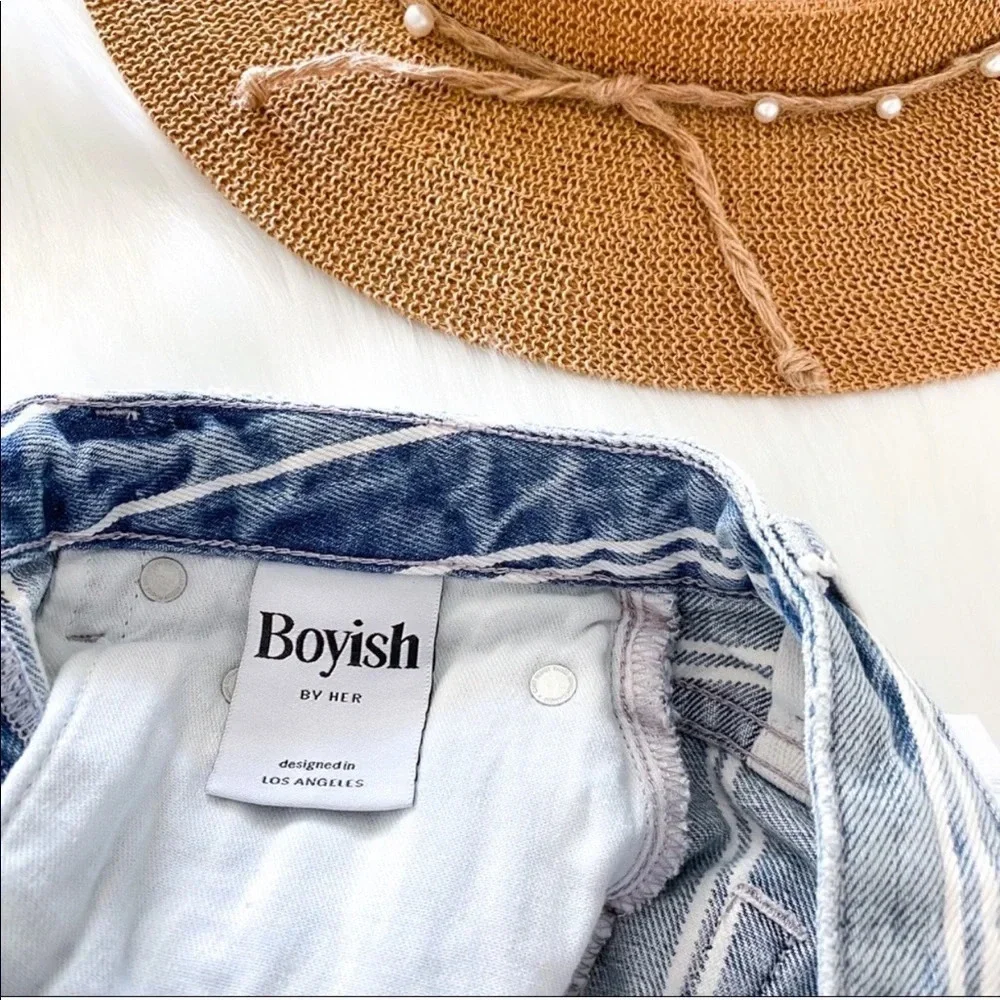 Boyish Denim Mini Skirt Blue Stripe Corey made me criminal Raw Edge High Rise.